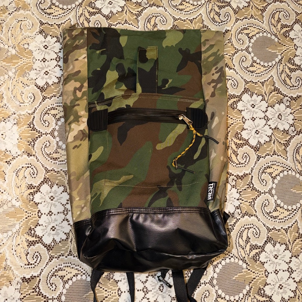 Diesel Green and Brown Camouflage Backpack